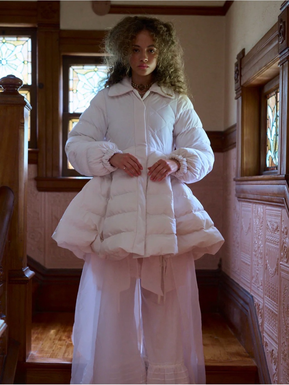 Selkie The Collection Dolly Baby Pink Quilted Flared Puffer Coat size 2X - Picture 8 of 11